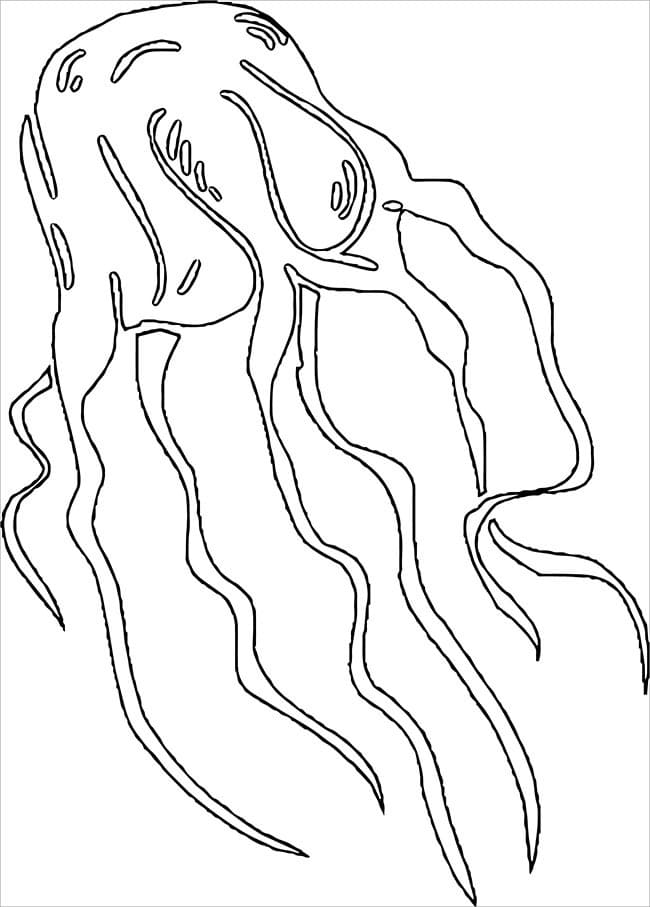 Desenho de Água Viva com Tentáculos para Imprimir