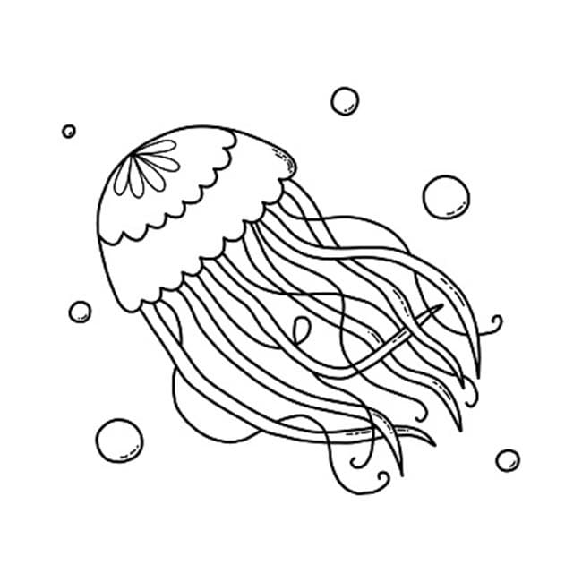 Desenho de Água Viva Fantástica no Mar para Colorir