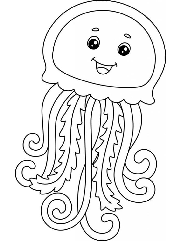 Desenho de Água Viva Feliz para Colorir