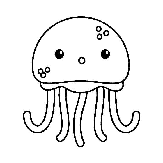 Desenho de Água Viva Fofa para Colorir