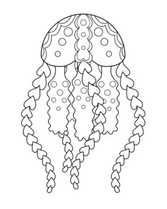 Desenho de Água Viva Gigante no Mar para Colorir