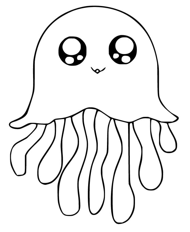 Desenho de Água Viva Kawaii para Colorir