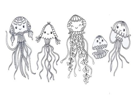 Desenho De Lindas águas Vivas Para Colorir