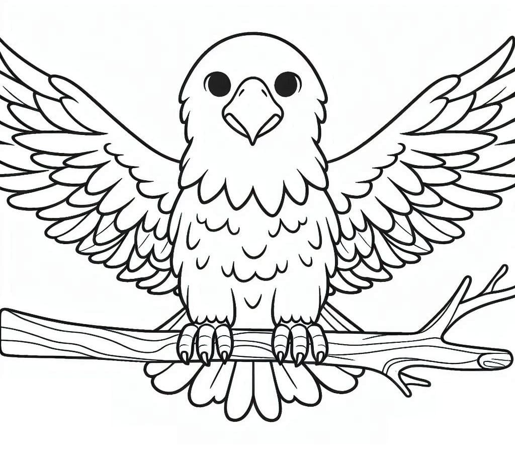 Desenho de uma Águia Fofa para Colorir