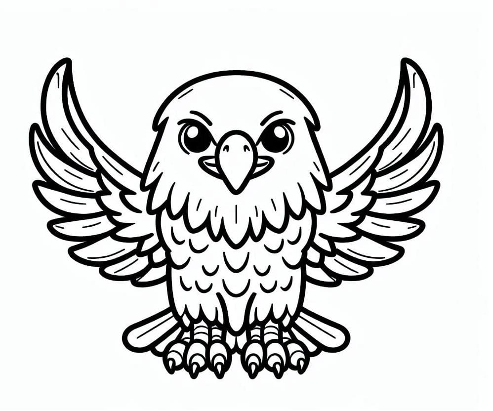 Desenho de uma Águia Muito Fofa para Colorir