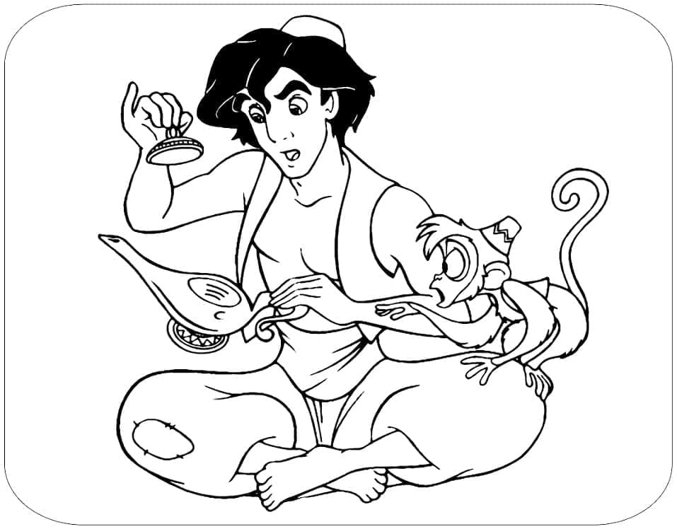 Desenhos de Aladim Grátis para Colorir