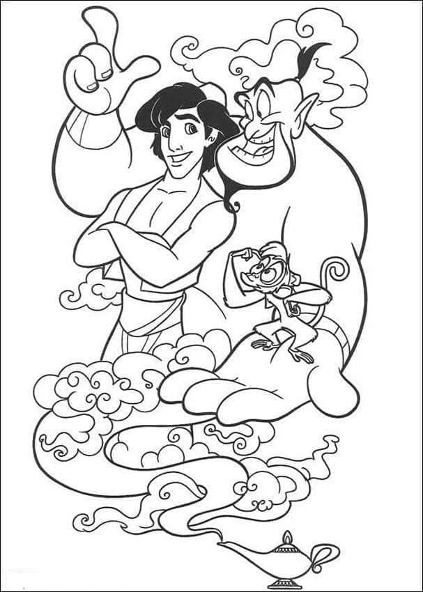 Desenhos de Personagens de Disney Aladim para Colorir