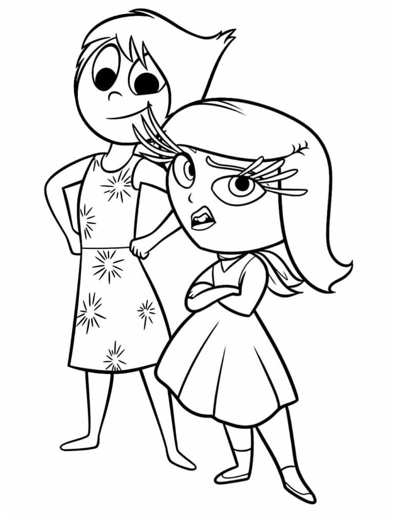Desenho de Alegria e Nojinho para Colorir
