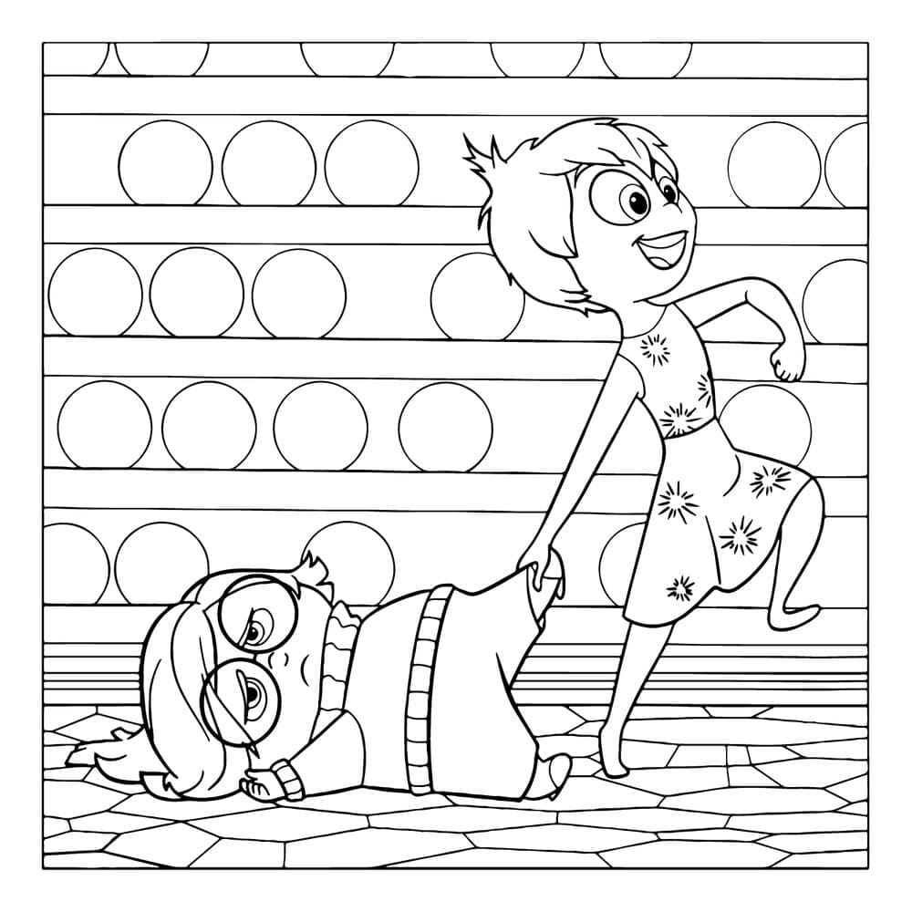 Desenho de Alegria e Tristeza Divertida Mente 2 para Colorir