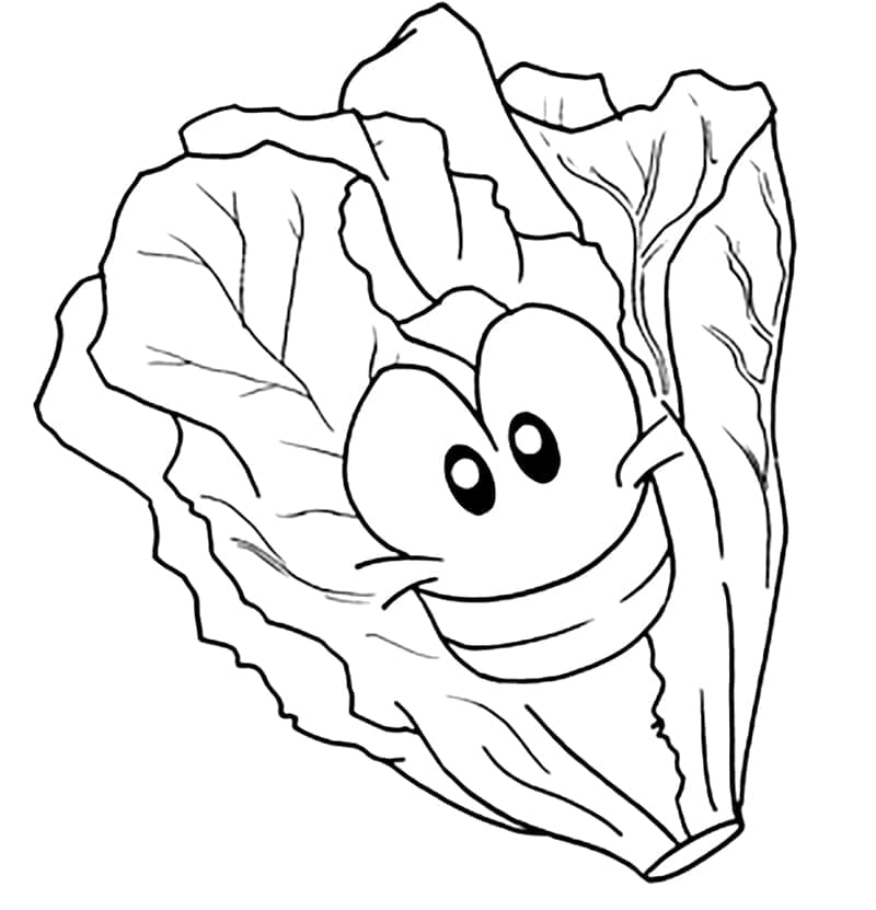Desenho de Alface de Desenho Animado para Colorir