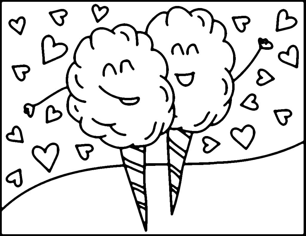 Desenho de Algodão Doce Feliz para Colorir