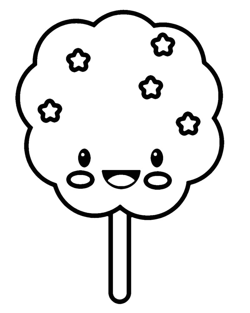 Desenho de Algodão Doce Fofo para Colorir