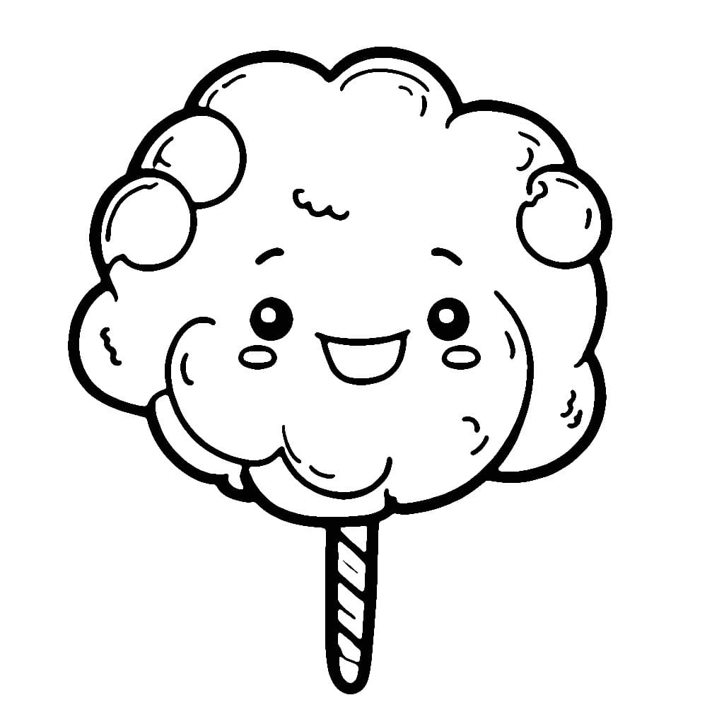 Desenho de Algodão Doce Kawaii para Colorir