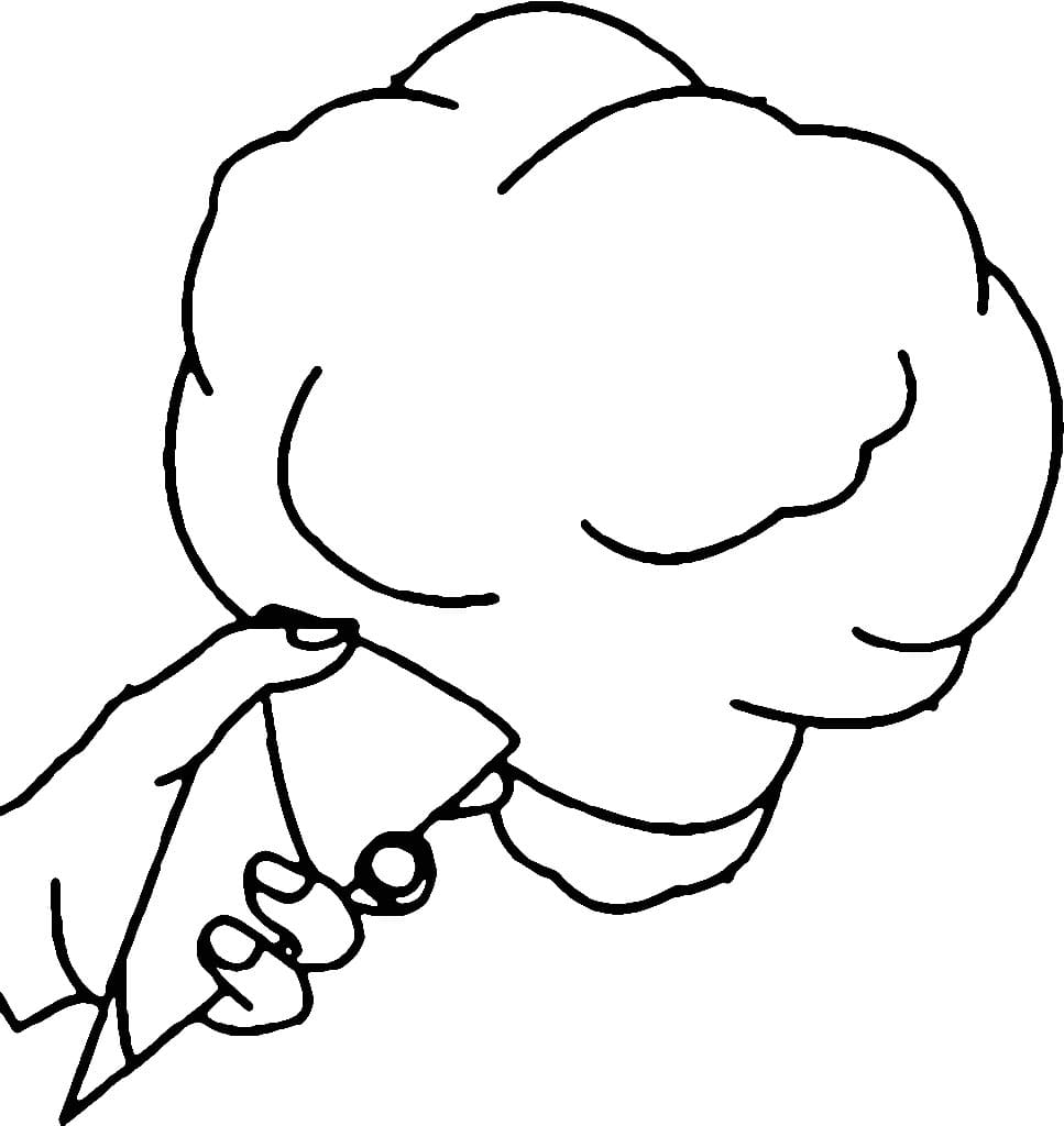 Desenho de Algodão Doce na Mão para Colorir