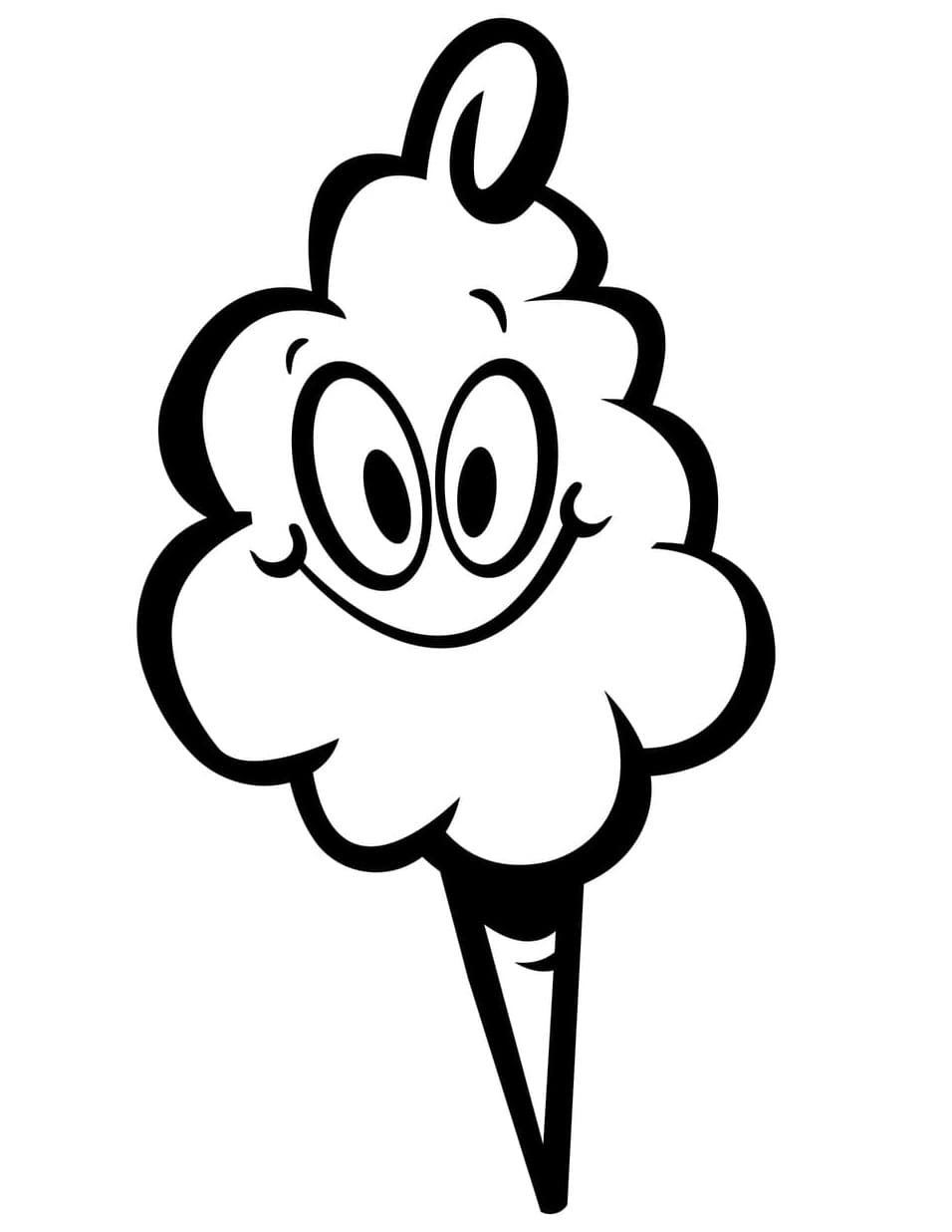 Desenho de Algodão Doce Sorridente para Colorir