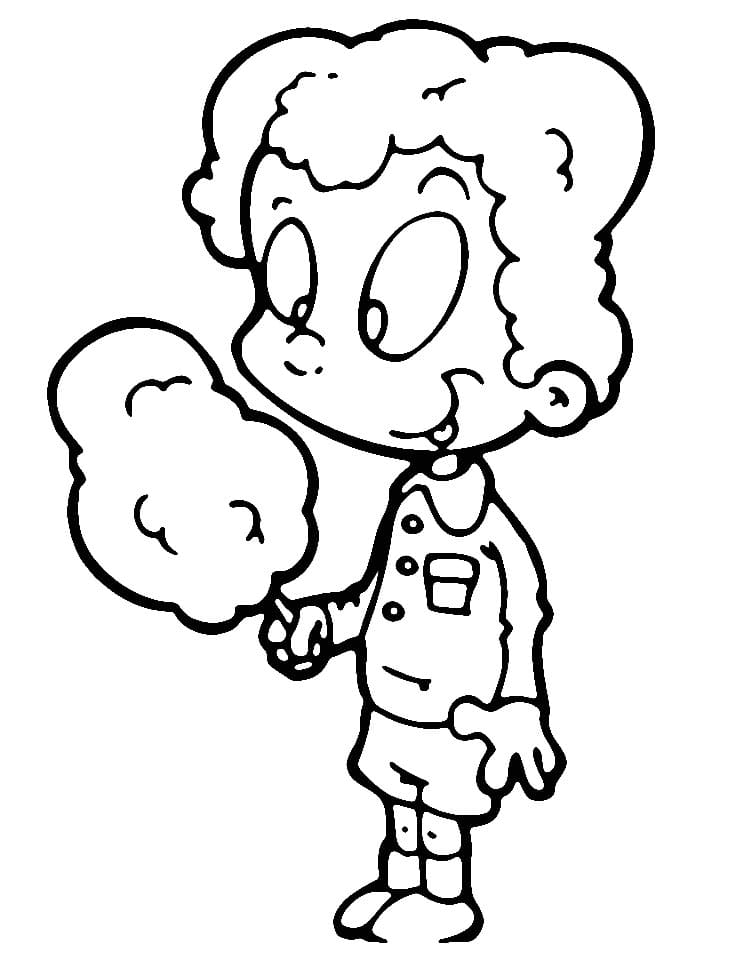 Desenho de Garotinho e Algodão Doce para Colorir