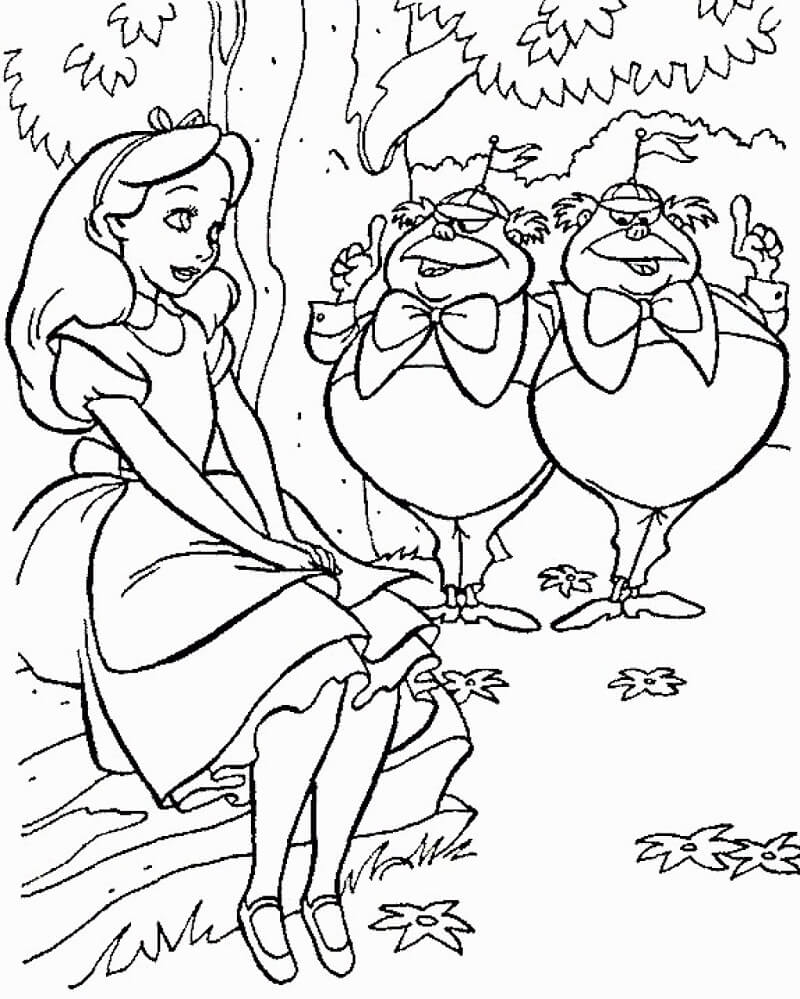 Desenho para Pintar com Giz de Cera da Alice no País das Maravilhas