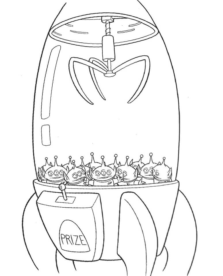 Desenho de Aliens Dentro de Foguete Incrível para Colorir