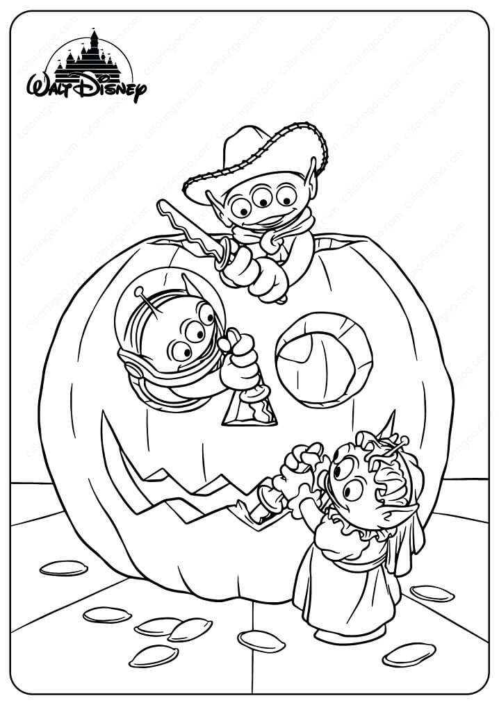 Desenho de Aliens em Festa de Halloween para Colorir 12