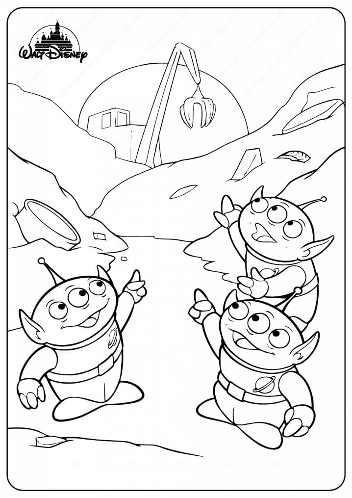 Desenho de Aliens Olhando para um Guindaste para Colorir Grátis