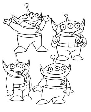 Desenho Divertido De Quatro Amigos Aliens Para Colorir
