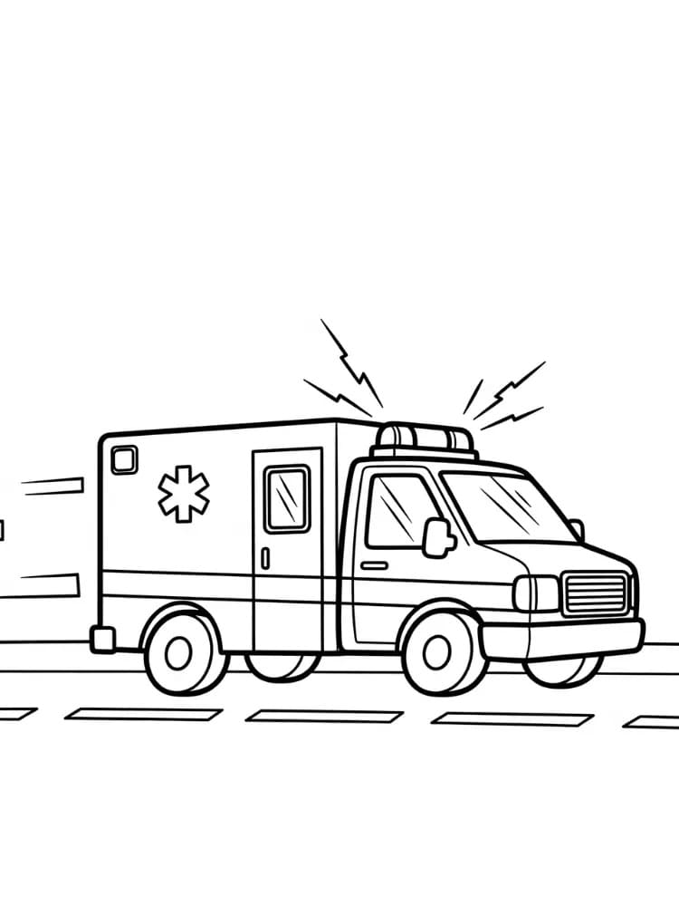 Desenho de Ambulância Grátis para Crianças para Colorir