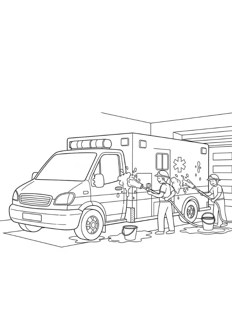 Desenho de Ambulância Imprimivel Grátis para Colorir