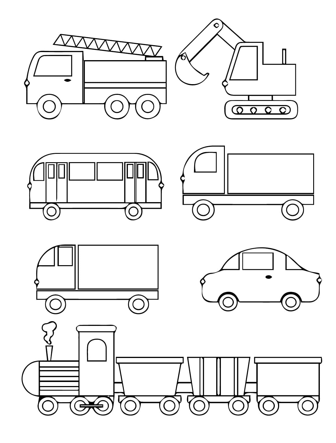 Desenho de Meios de Transporte para Crianças para Colorir