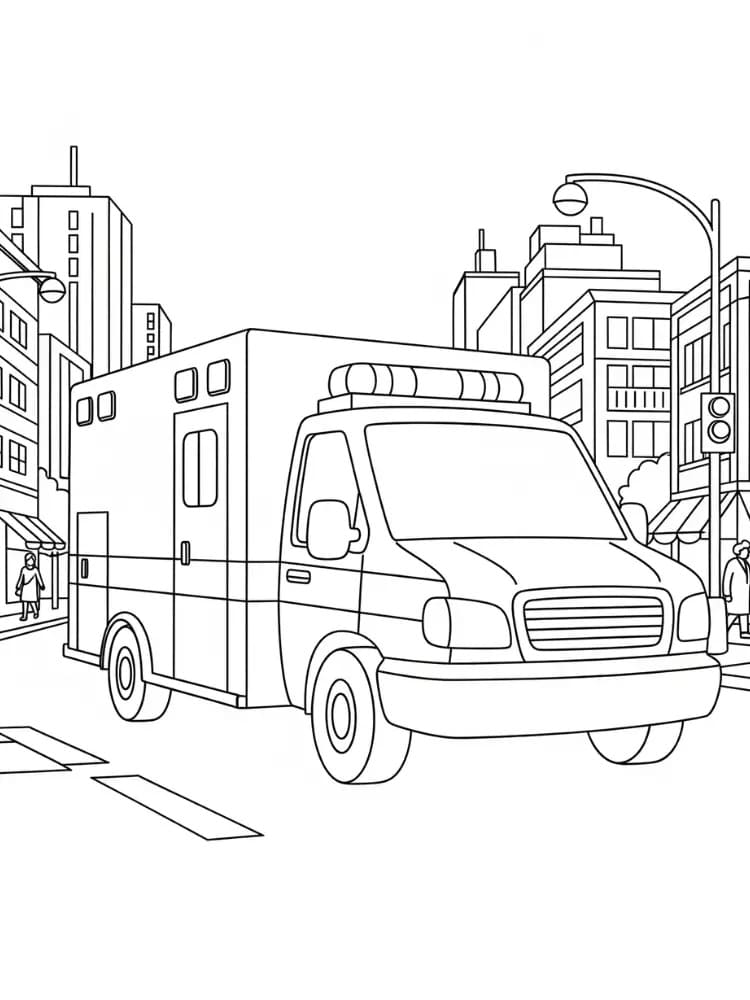 Desenho de uma Ambulância Normal para Colorir