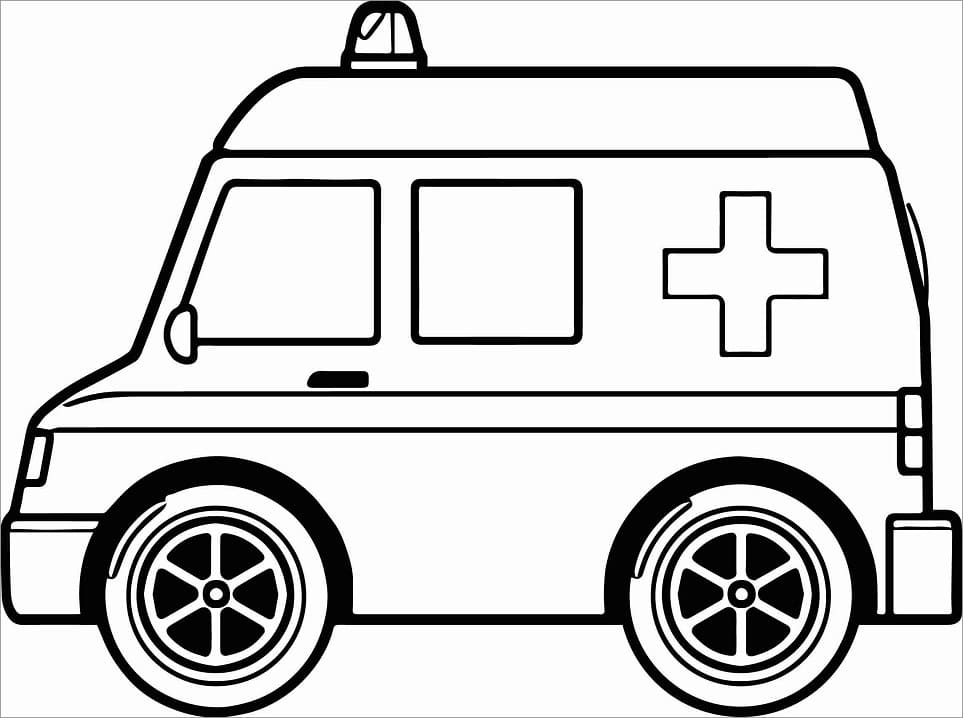 Desenho de Ambulância Antiga para Colorir e Imprimivel
