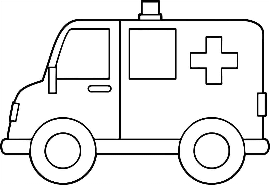 Desenho de Ambulância com Cruz Vermelha para Colorir Pdf