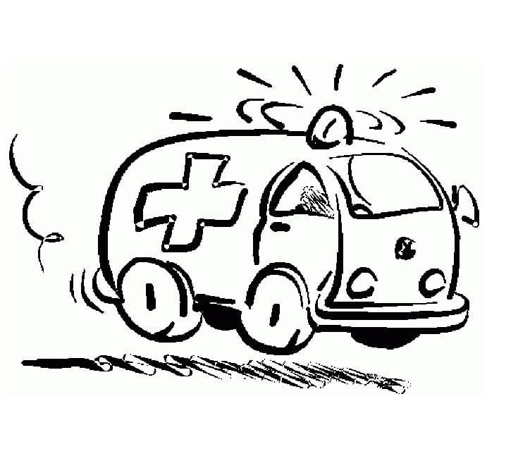 Desenho de Ambulância em Missão para Colorir e Salvar