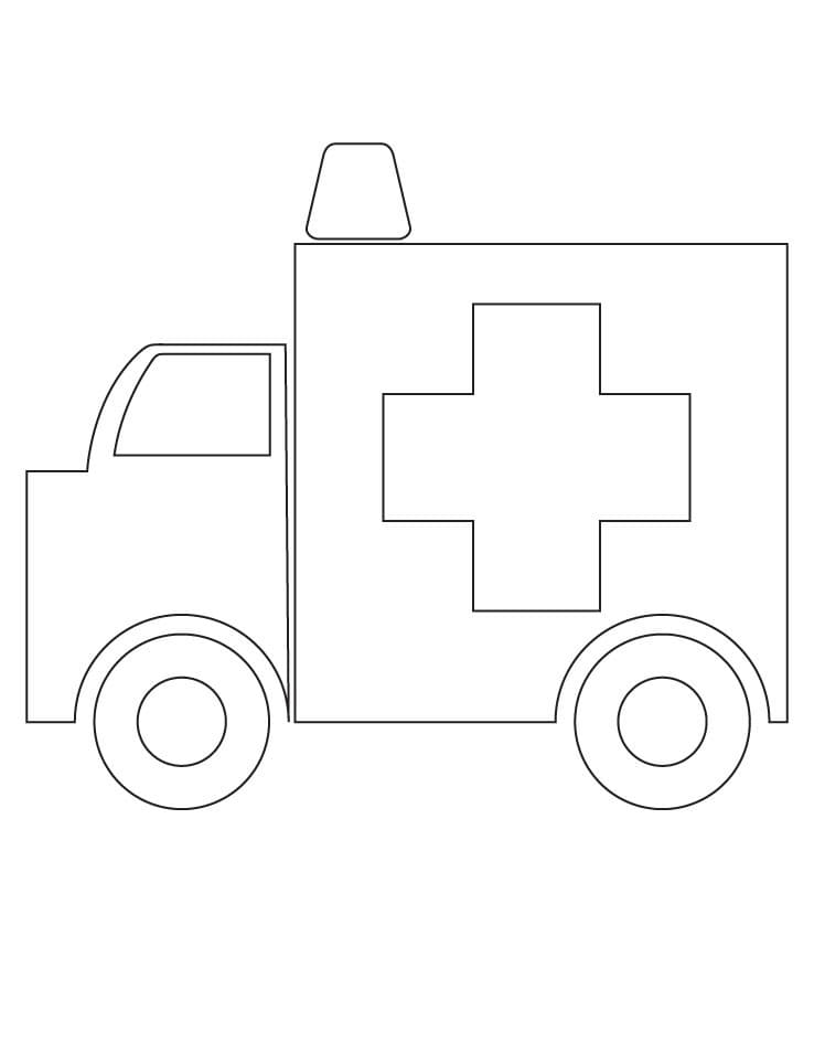Desenho de Ambulância Salvando Vidas para Colorir com Giz de Cera