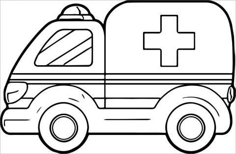 Desenho De ambulância Simples Para Colorir e Imprimir