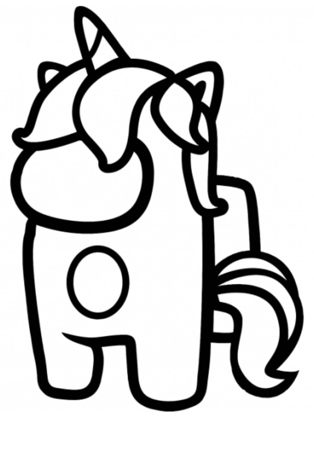 Desenho Básico de Among Us Unicórnio para Colorir