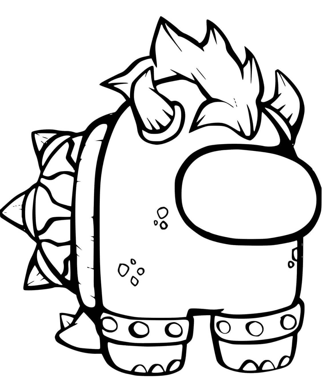 Desenho de Among Us Bowser Mário para Colorir