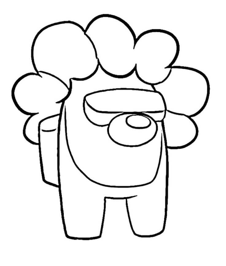 Desenho de Among Us com Cabelo de Palhaço para Colorir