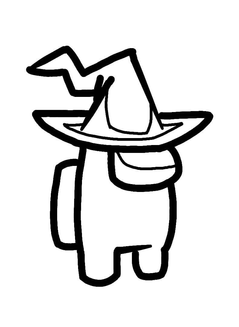 Desenho de Among Us com Chapéu de Bruxa para Colorir