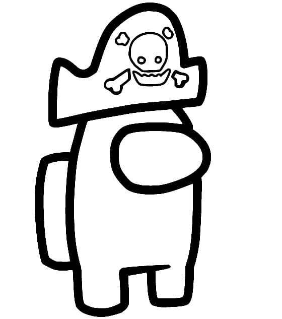 Desenho de Among Us com Chapéu de Pirata para Colorir