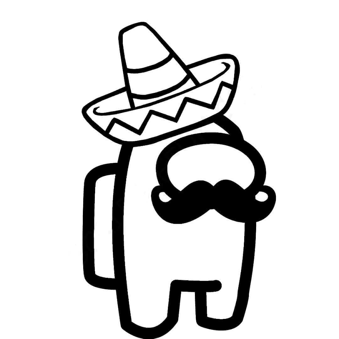 Desenho de Among Us com Sombrero para Colorir