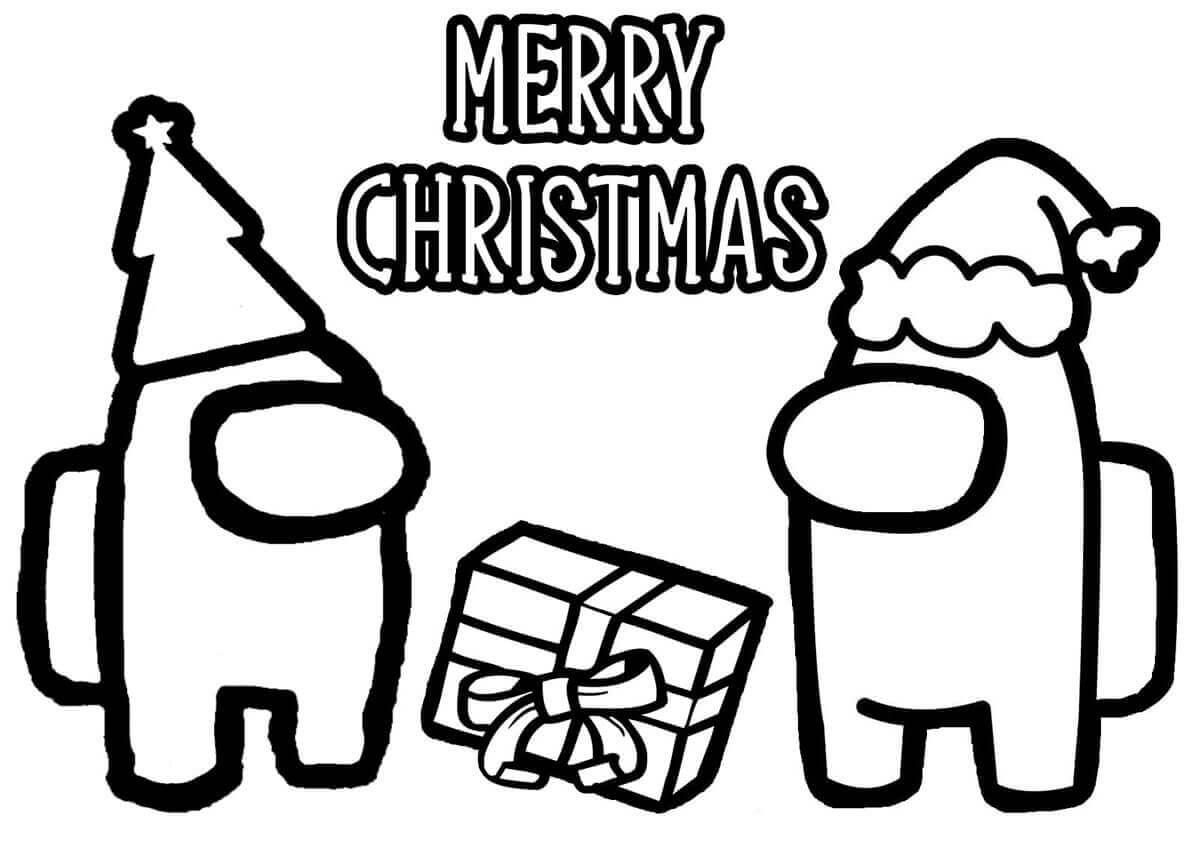 Desenho de Among Us Comemorando Natal para Colorir Grátis