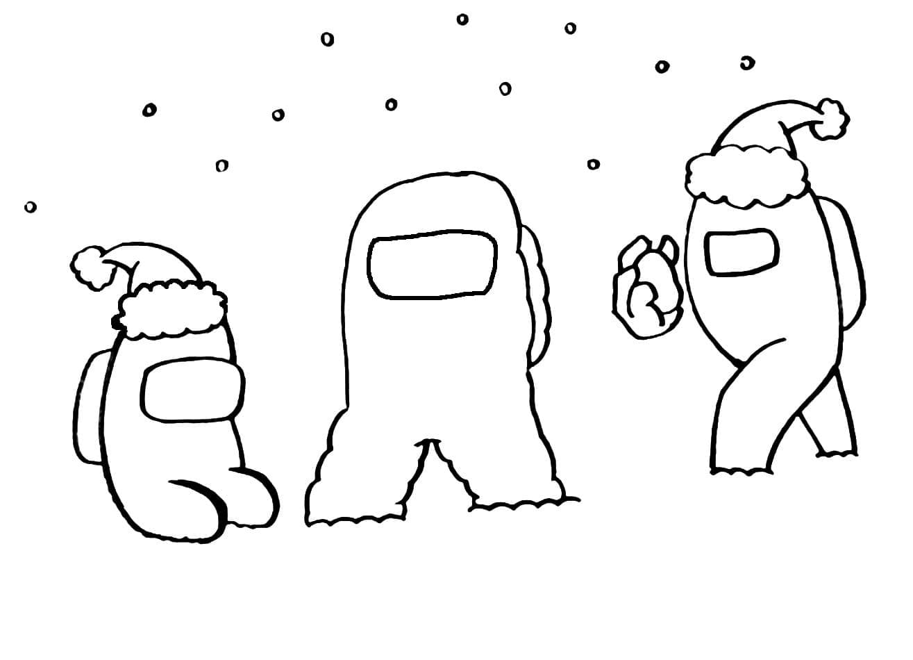 Desenho de Among Us de Natal para Imprimir e Colorir