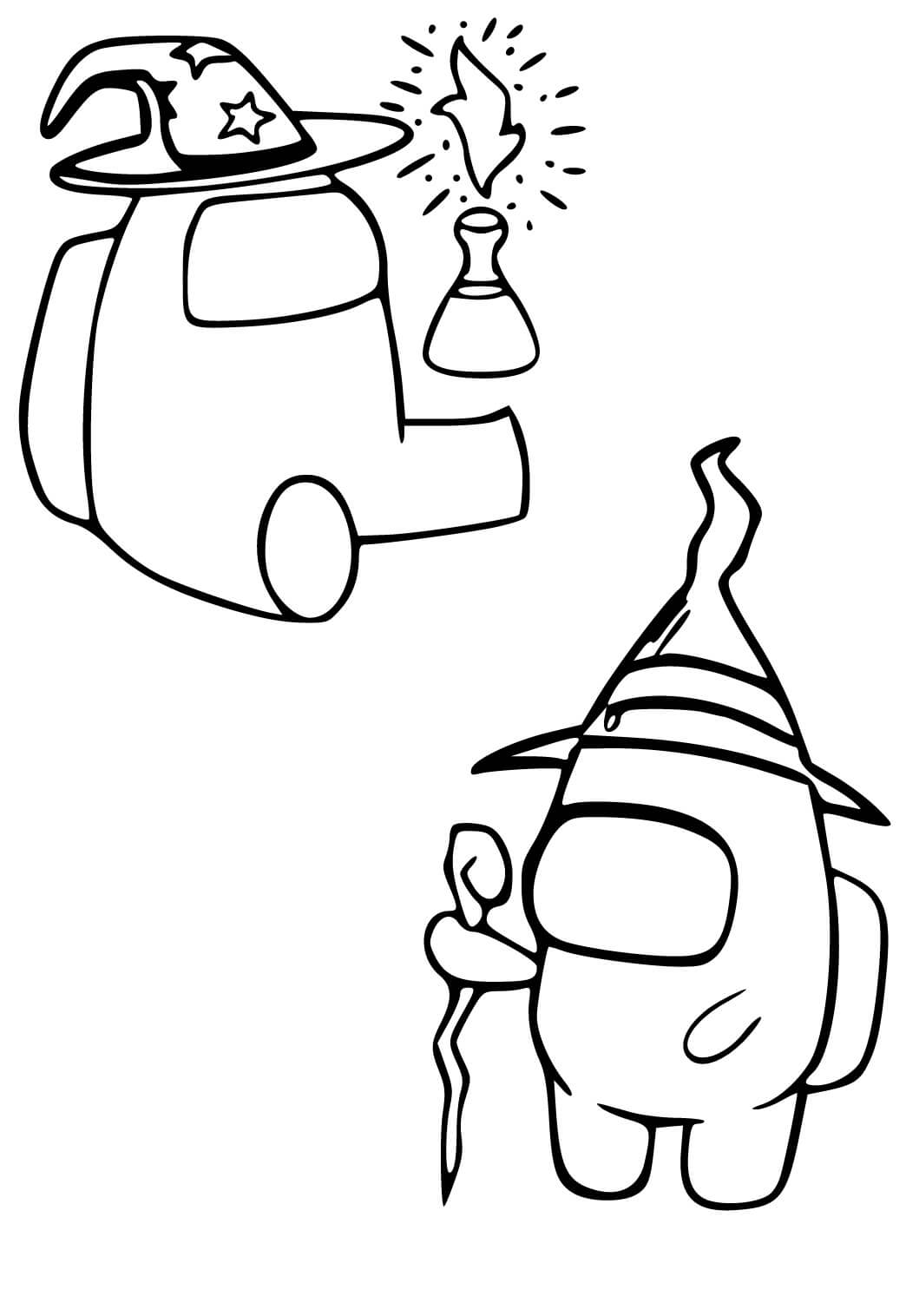 Desenho de Among Us Dia das Bruxas para Colorir