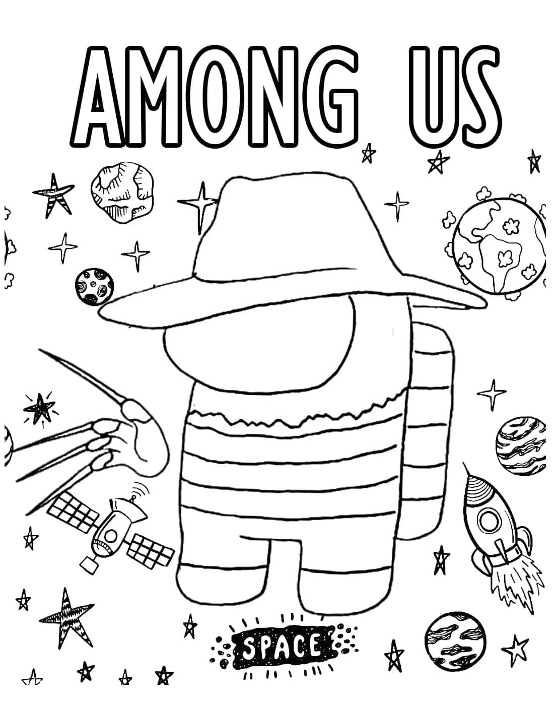 Desenho de Among Us Freddy Krueger para Colorir