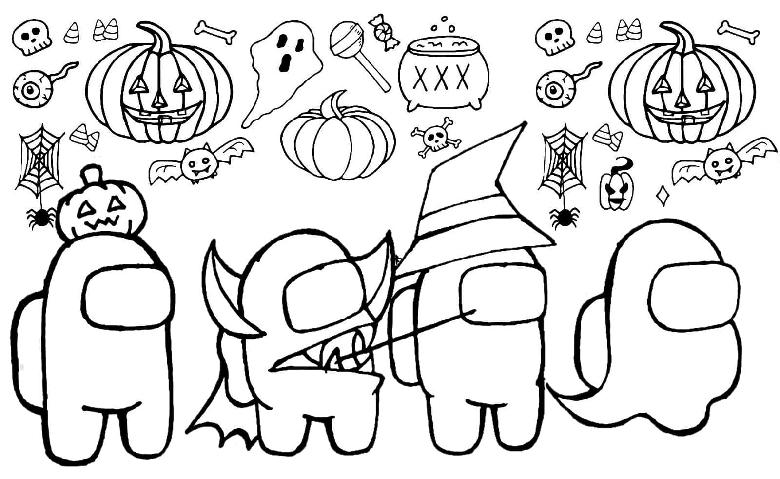 Desenho de Among Us Halloween para Colorir
