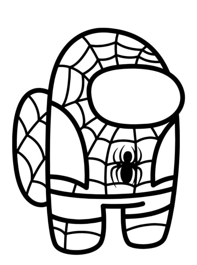 Desenho de Among Us Homem Aranha para Colorir