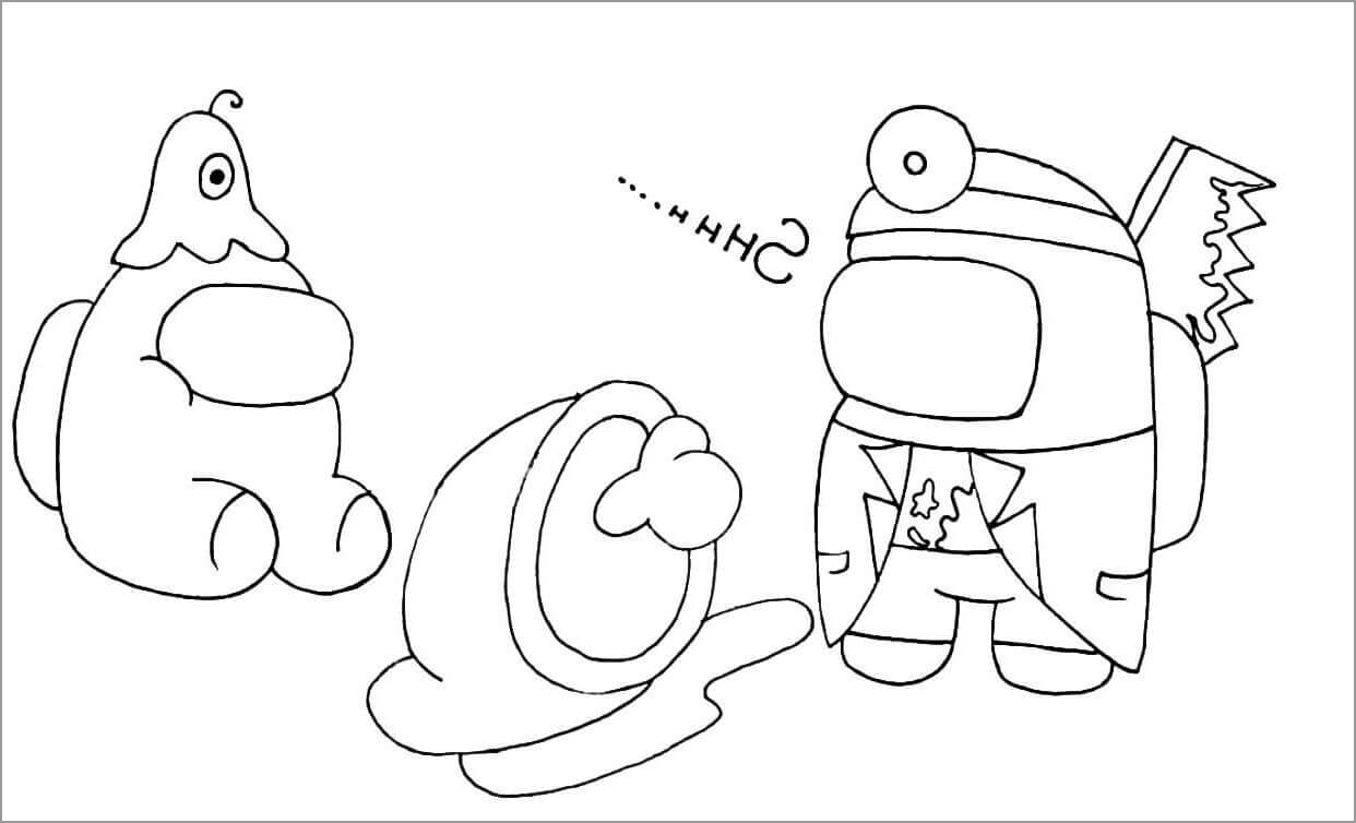 Desenho de Among Us Médico e Alien para Colorir
