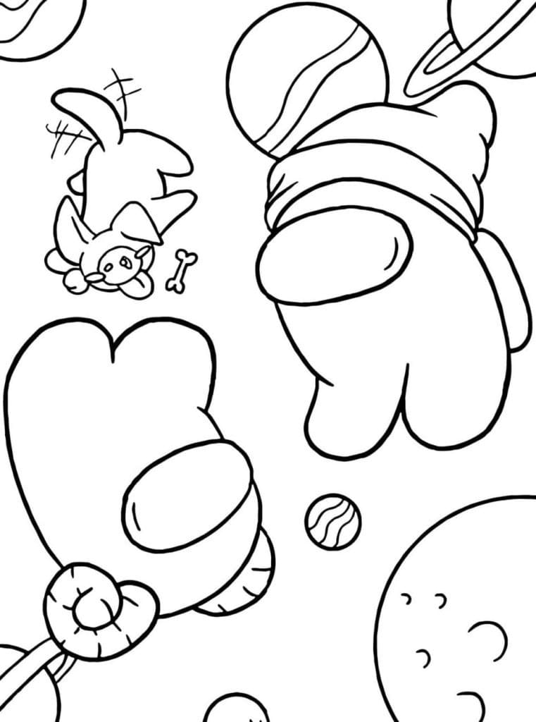 Desenho de Among Us no Espaço para Colorir