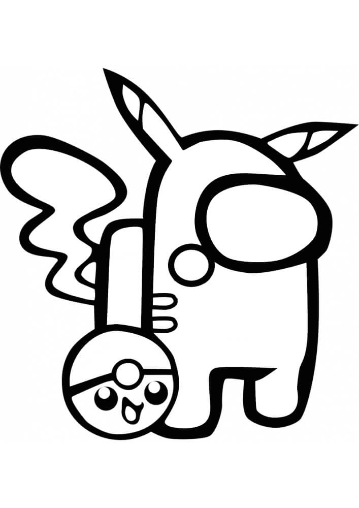 Desenho de Among Us Pikachu para Colorir