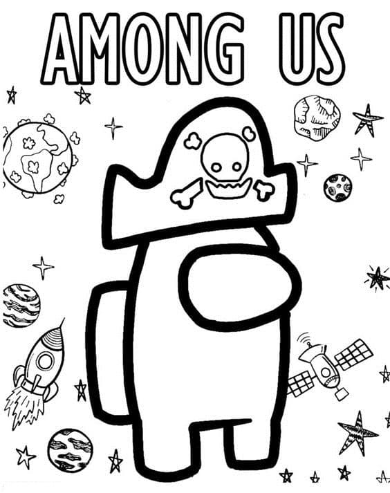 Desenho de Among Us Pirata para Colorir